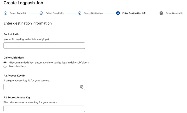 Enter R2 destination information