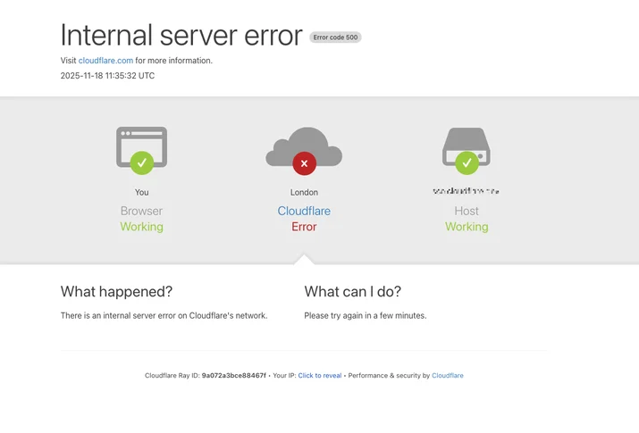 HTTP error page displayed during the incident