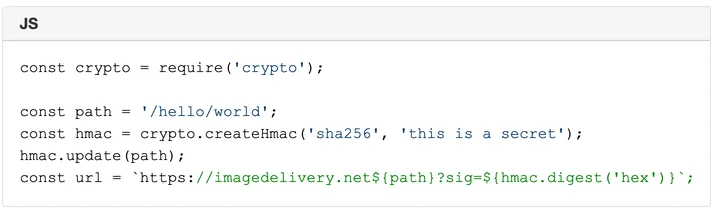 example of signature generation in JavaScript